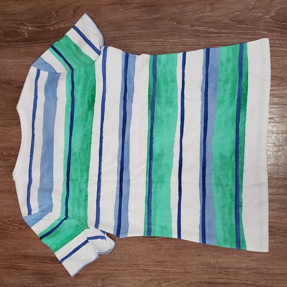 (XL) Talbots "The Talbots Tee" Watercolor Striped Lightweight Casual Relaxed Fit - Picture 7 of 7